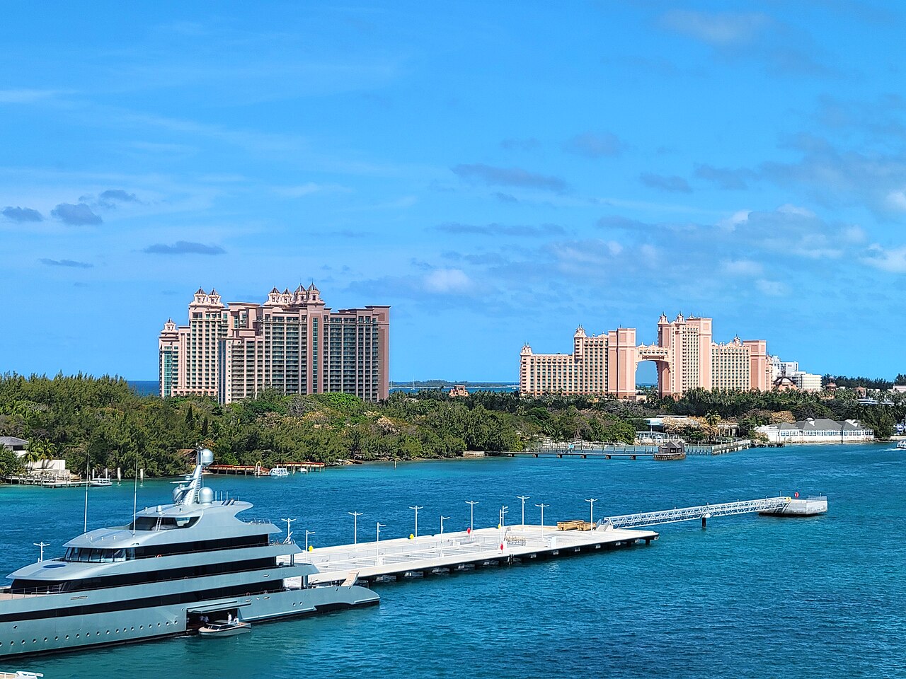 Atlantis Paradise Island resort viewed across Nassau harbour